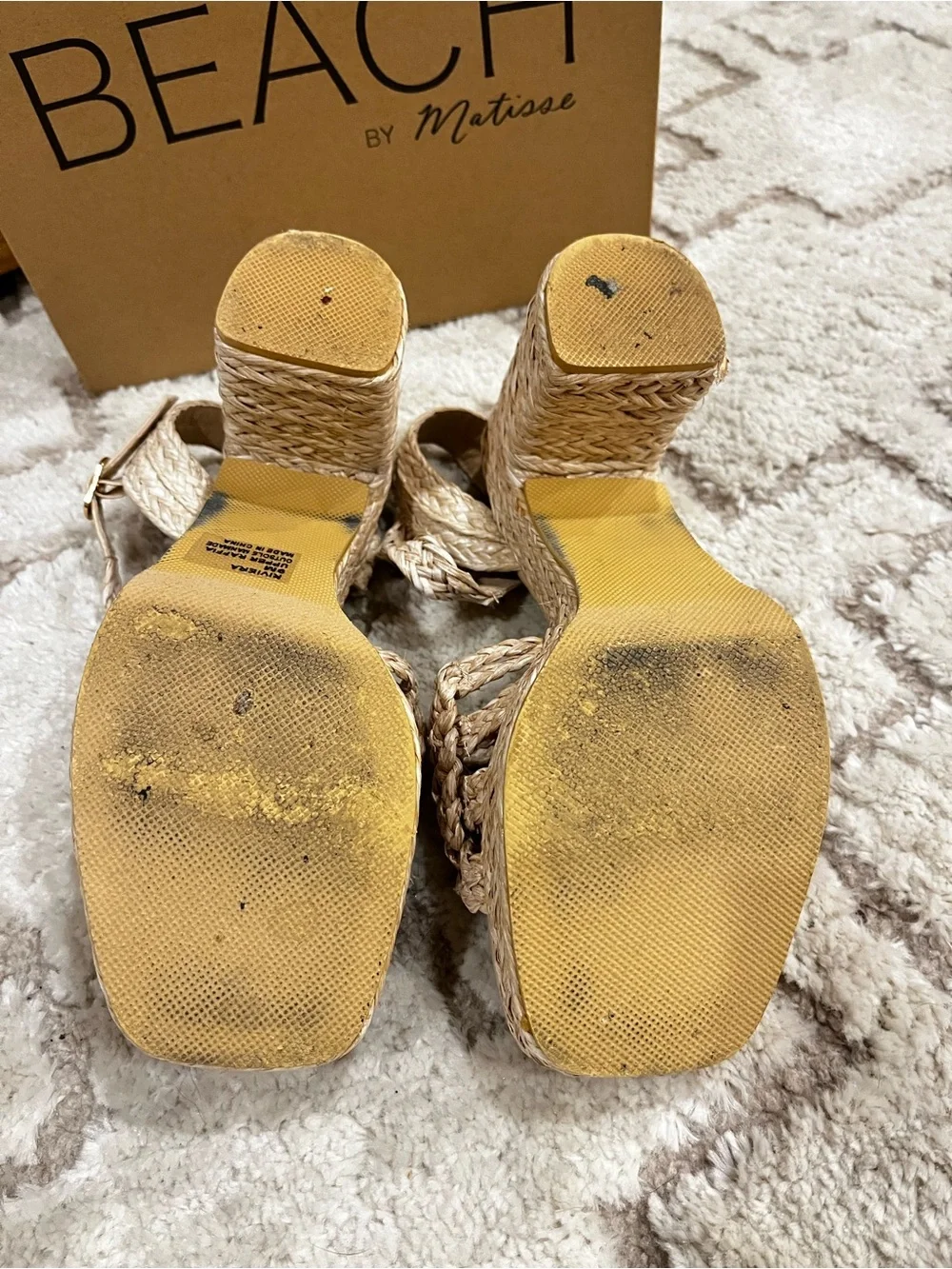 BEACH by Matisse Rivera Raffia Platform Sandals Women’s 9M Natural Woven Heels